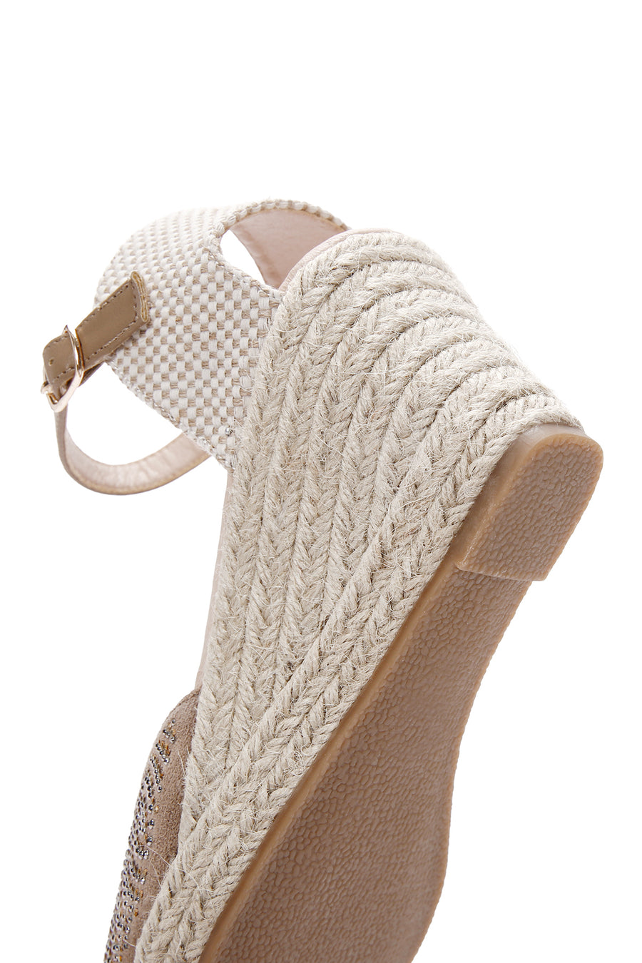 Women's Mink Ankle Strap Stone Wedge Heel Espadrille