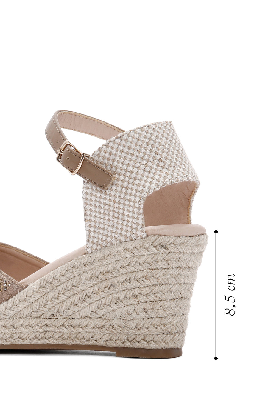 Women's Mink Ankle Strap Stone Wedge Heel Espadrille