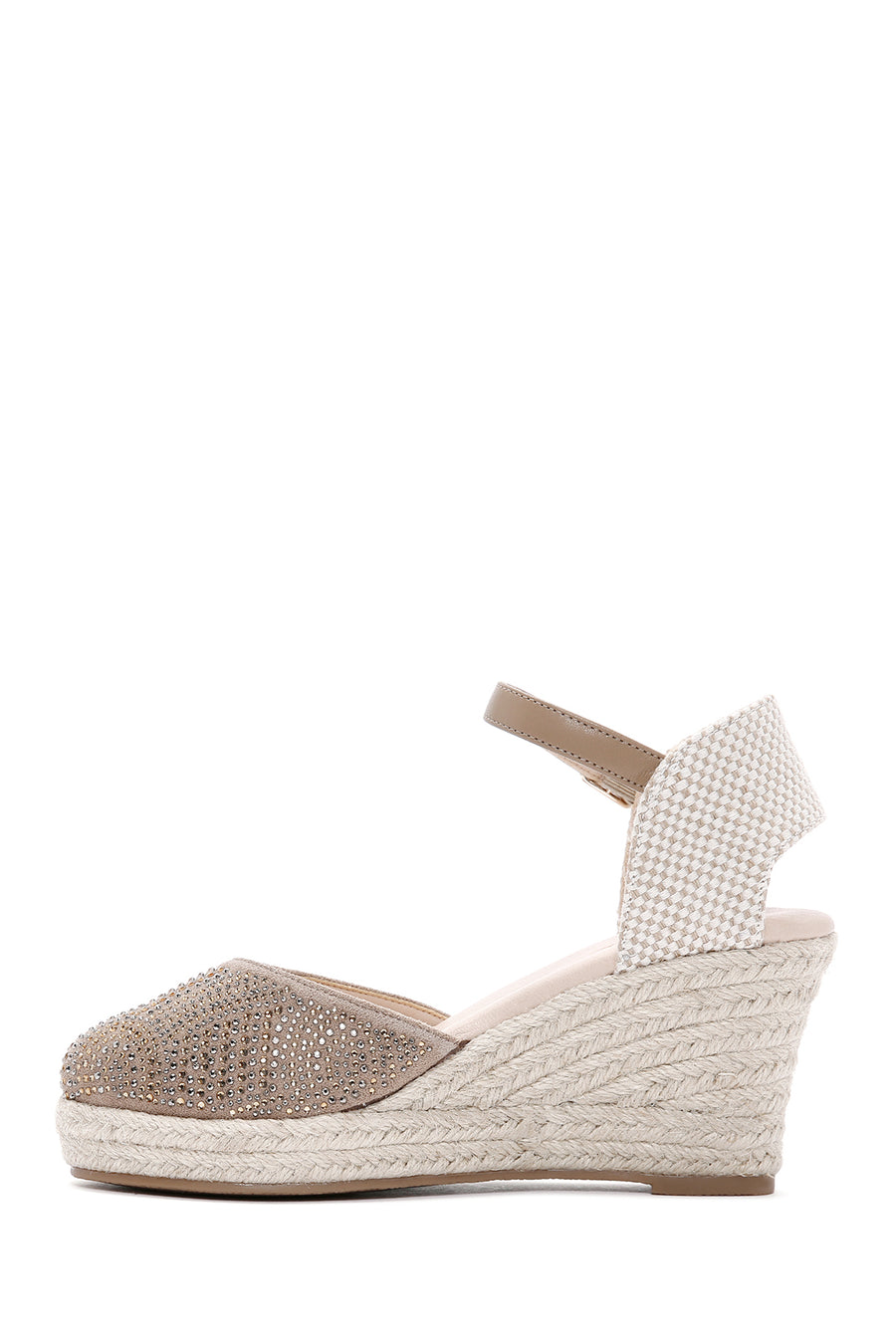 Women's Mink Ankle Strap Stone Wedge Heel Espadrille