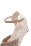 Women's Mink Ankle Strap Stone Wedge Heel Espadrille | Derimod