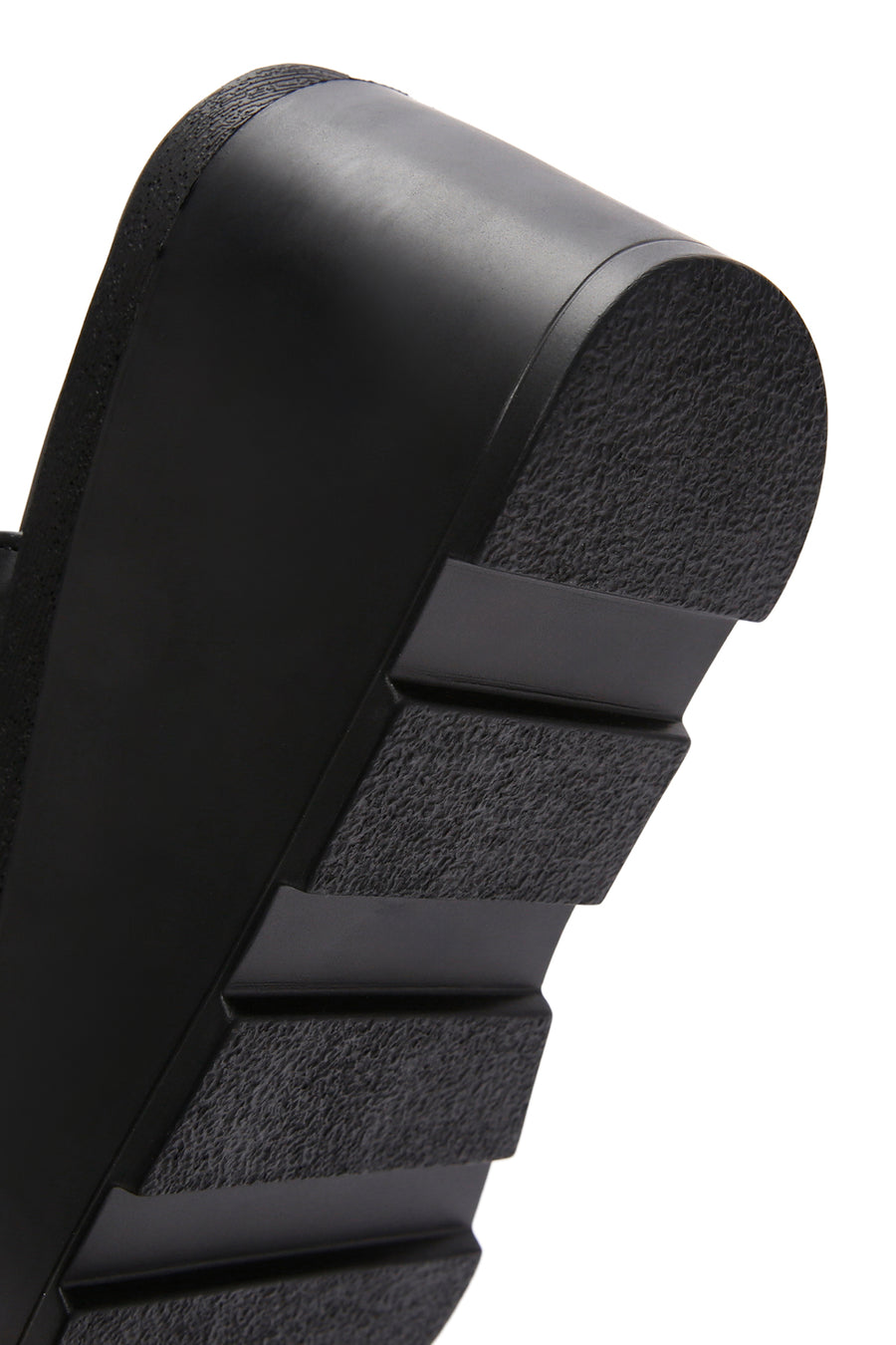 Women's Black Double Buckle Wedge Heeled Slippers