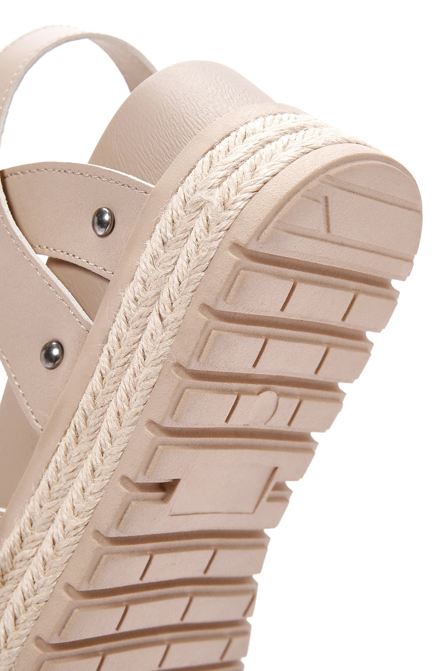 Women's Beige Ankle Strap Thick Soled Sandals