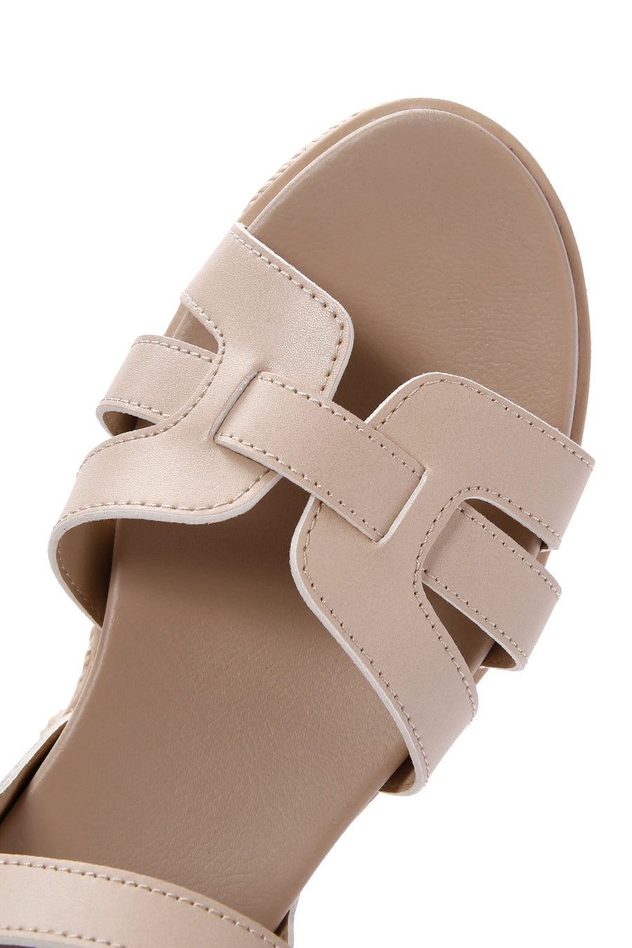 Women's Beige Ankle Strap Thick Soled Sandals