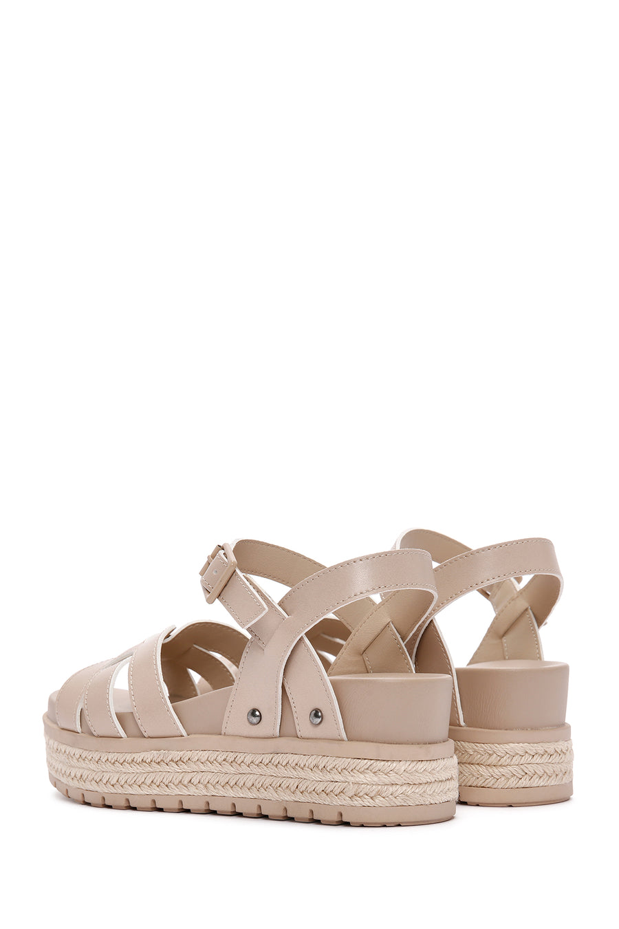 Women's Beige Ankle Strap Thick Soled Sandals