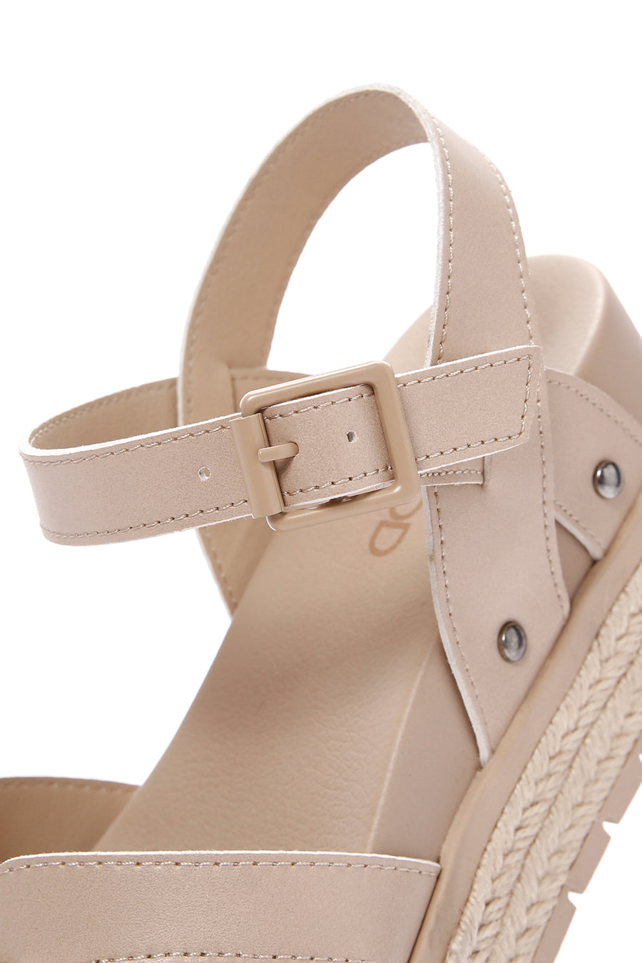 Women's Beige Ankle Strap Thick Soled Sandals