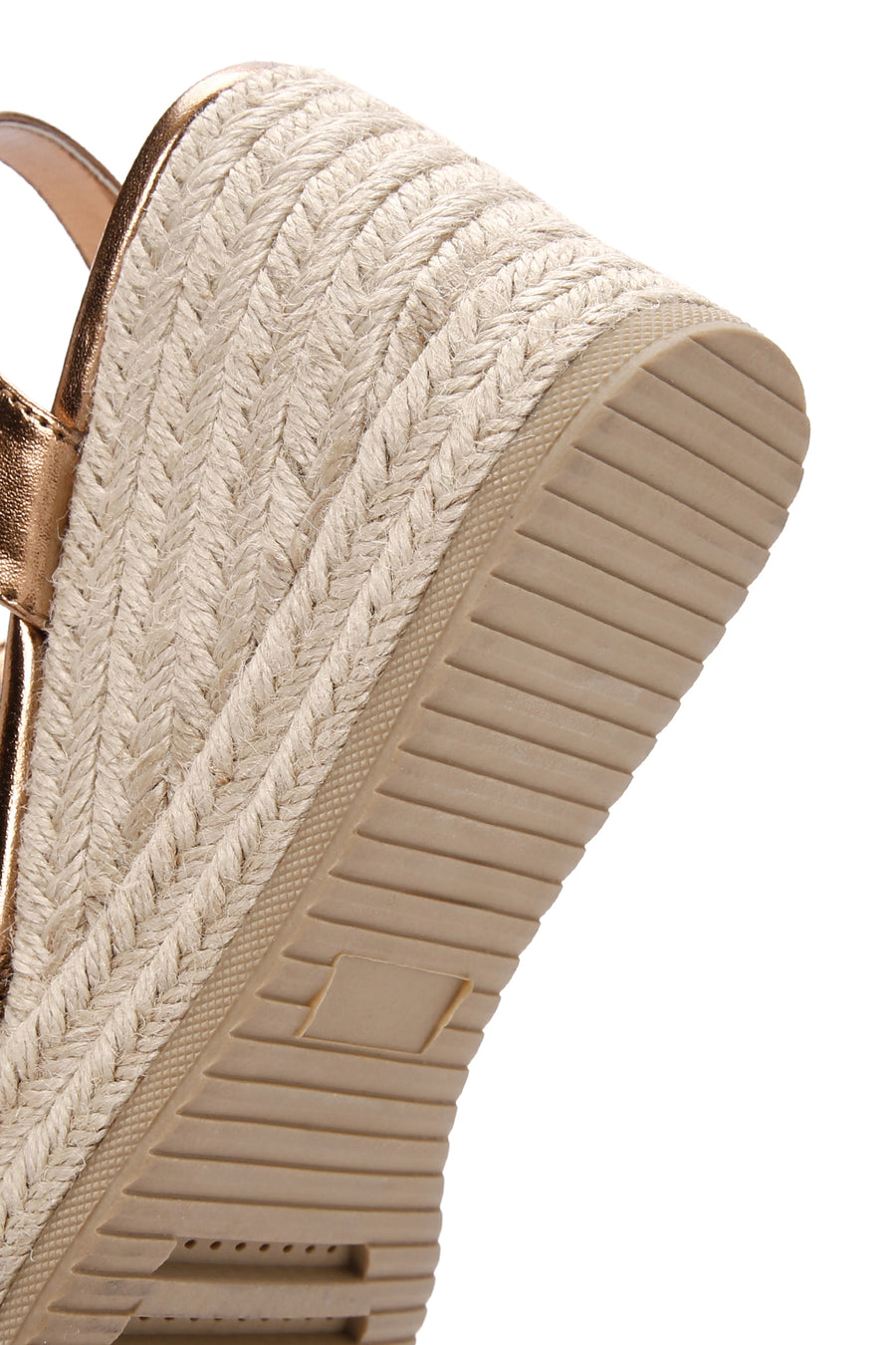 Women's Bronze Ankle Strap Wedge Heeled Straw Sandals