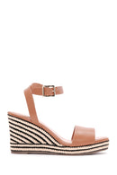 Women's Tan Ankle Strap Wedge Heeled Sandals | Derimod