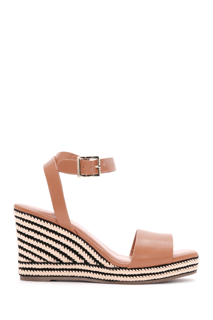 Women's Tan Ankle Strap Wedge Heeled Sandals