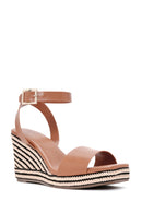 Women's Tan Ankle Strap Wedge Heeled Sandals | Derimod
