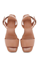 Women's Tan Ankle Strap Wedge Heeled Sandals | Derimod