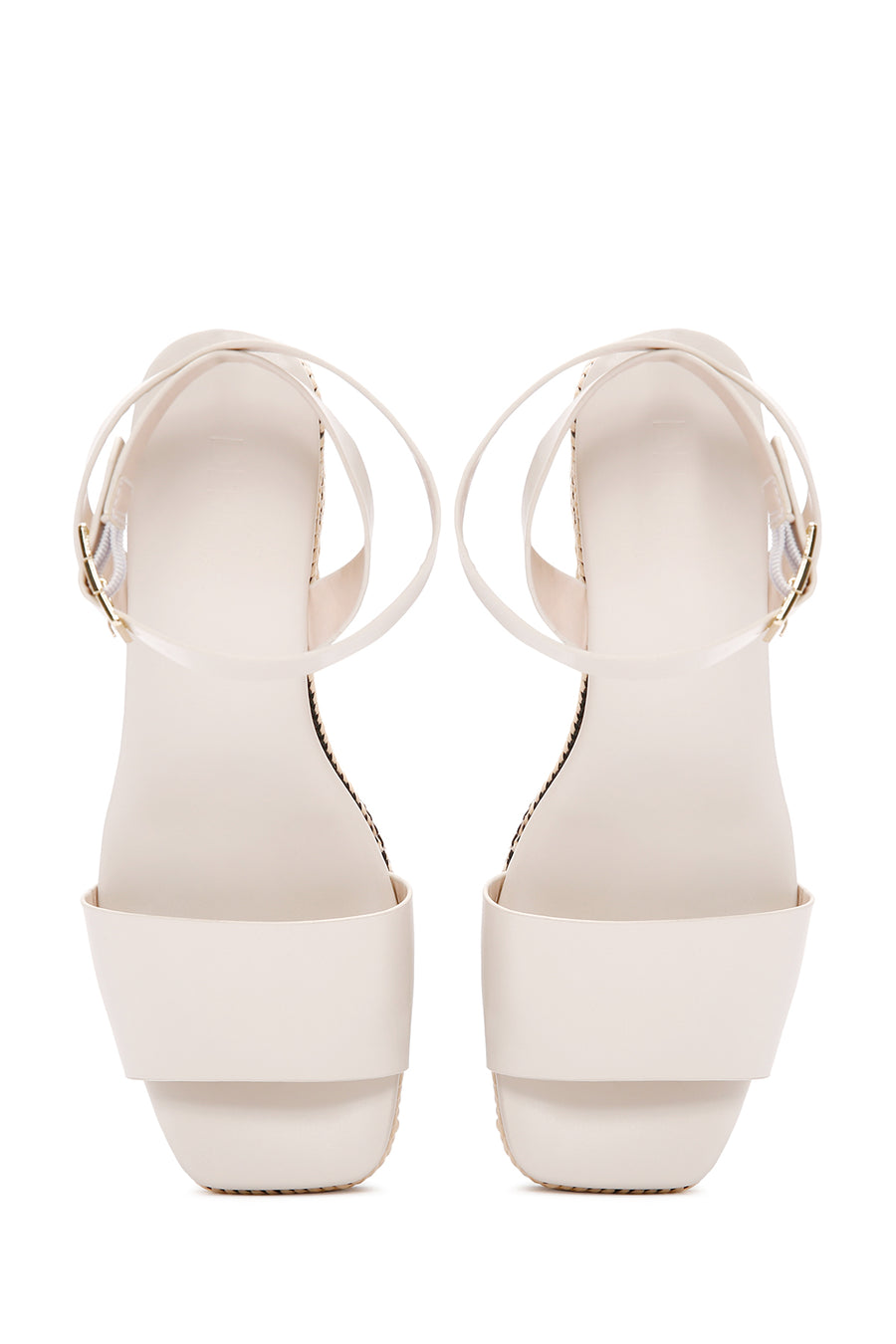 Women's Beige Ankle Strap Wedge Heeled Sandals