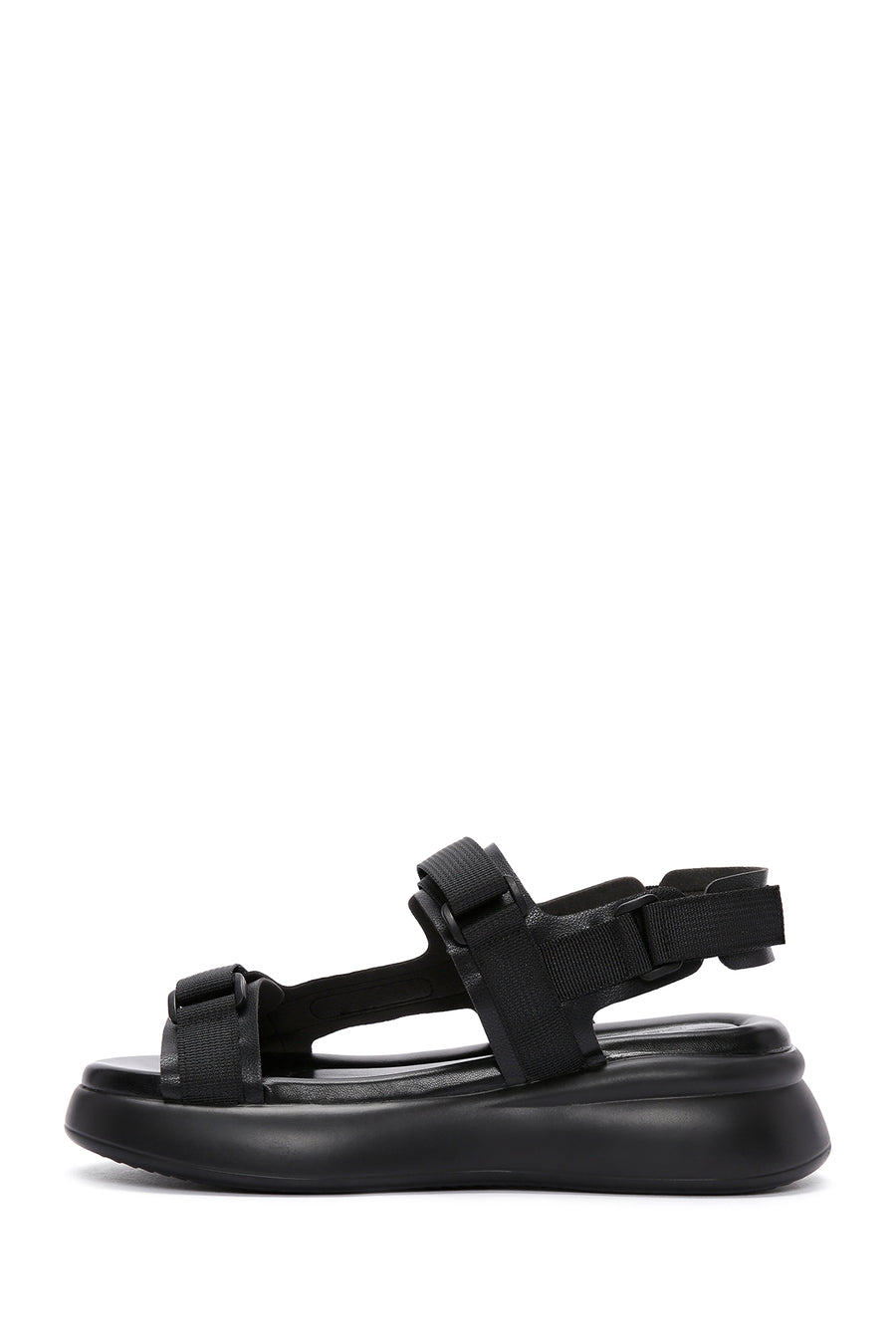 Women's Black Ankle Strap Thick Soled Sandals
