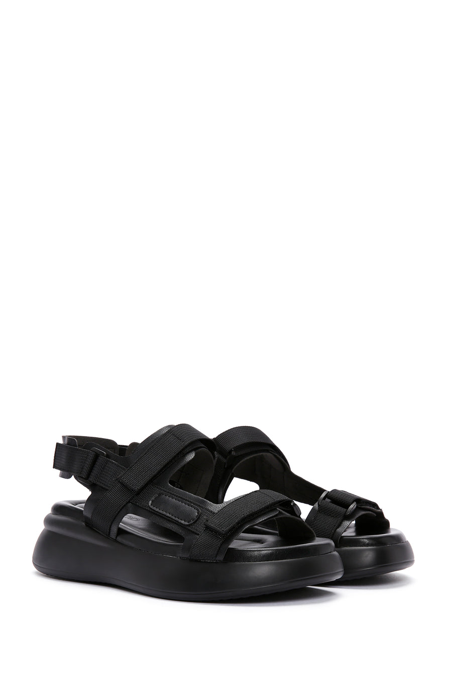 Women's Black Ankle Strap Thick Soled Sandals