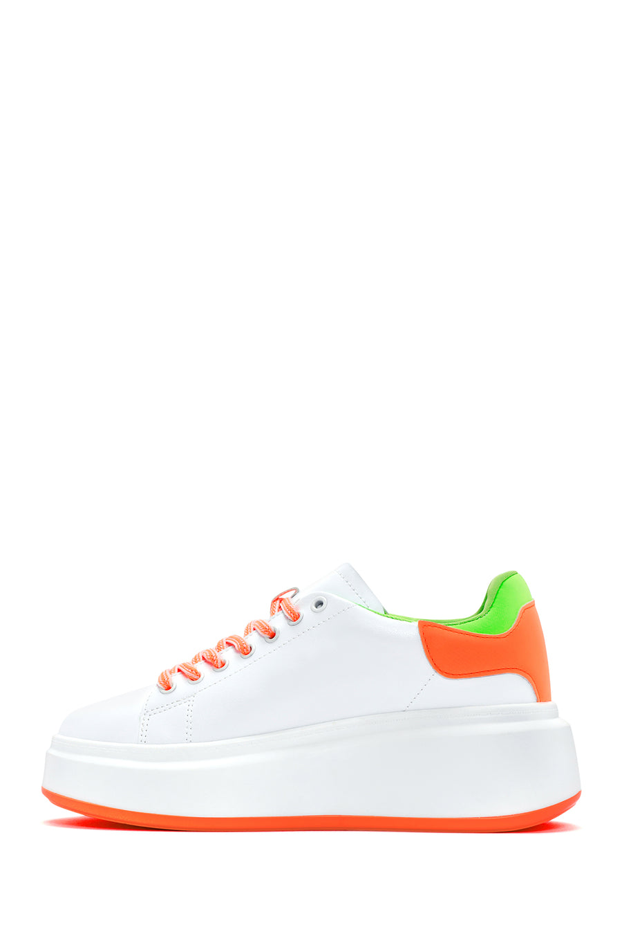 Women's White Lace-Up Thick Soled Sneaker