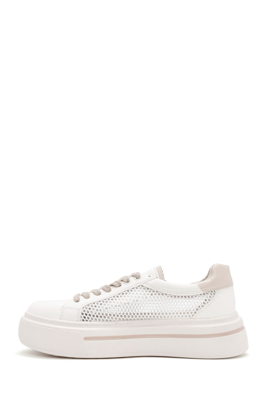 Women's Cream Lace-Up Sneakers