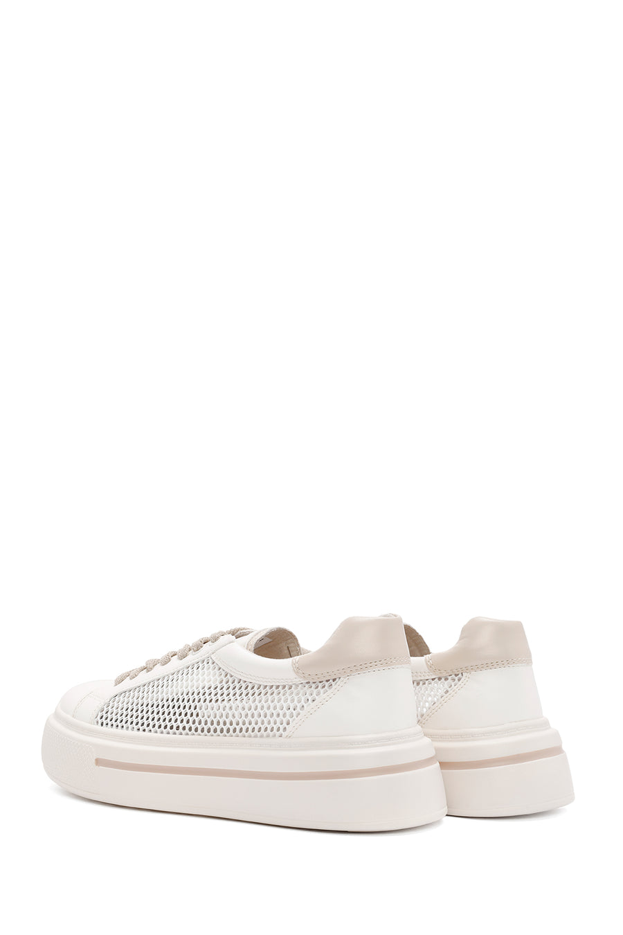 Women's Cream Lace-Up Sneakers