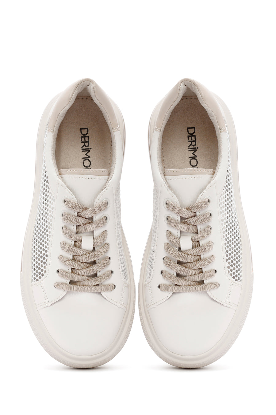 Women's Cream Lace-Up Sneakers