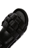 Women's Black Thick-Soled Knitted Patterned Slippers | Derimod