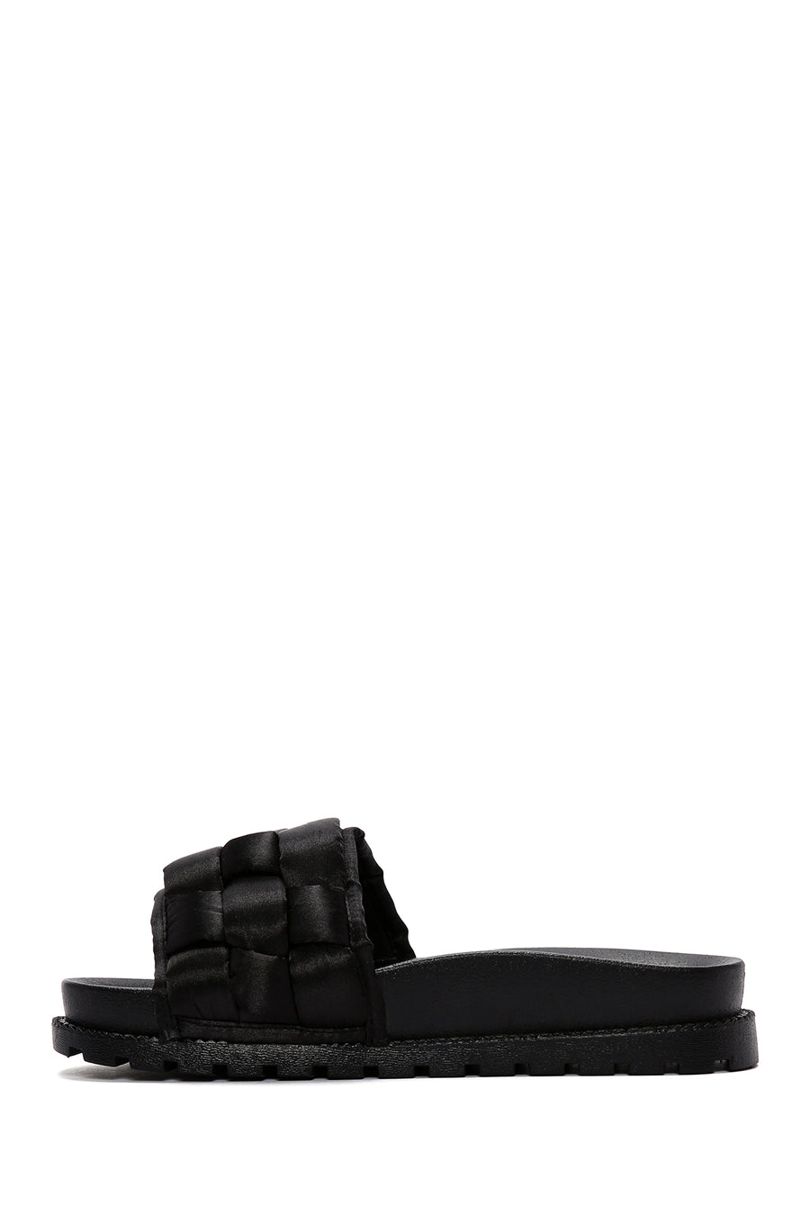Women's Black Thick-Soled Knitted Patterned Slippers
