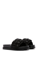 Women's Black Thick-Soled Knitted Patterned Slippers | Derimod