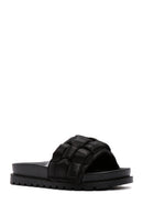 Women's Black Thick-Soled Knitted Patterned Slippers | Derimod