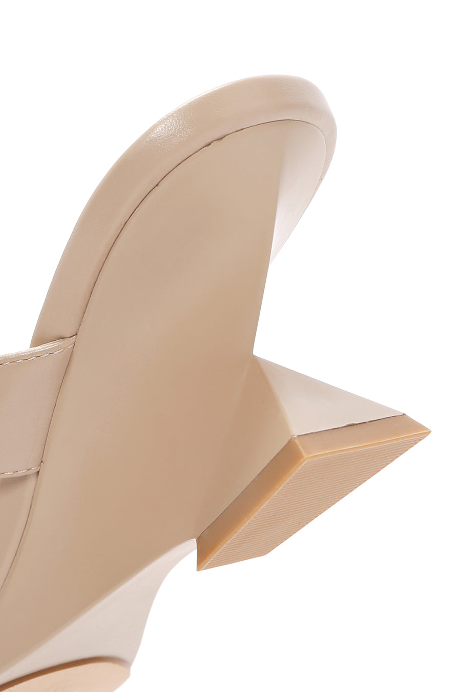 Women's Beige Medium Heeled Slippers