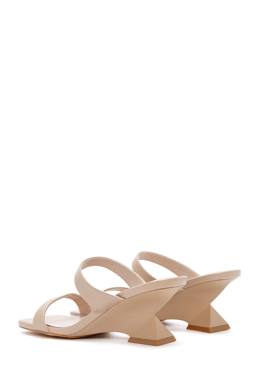 Women's Beige Medium Heeled Slippers