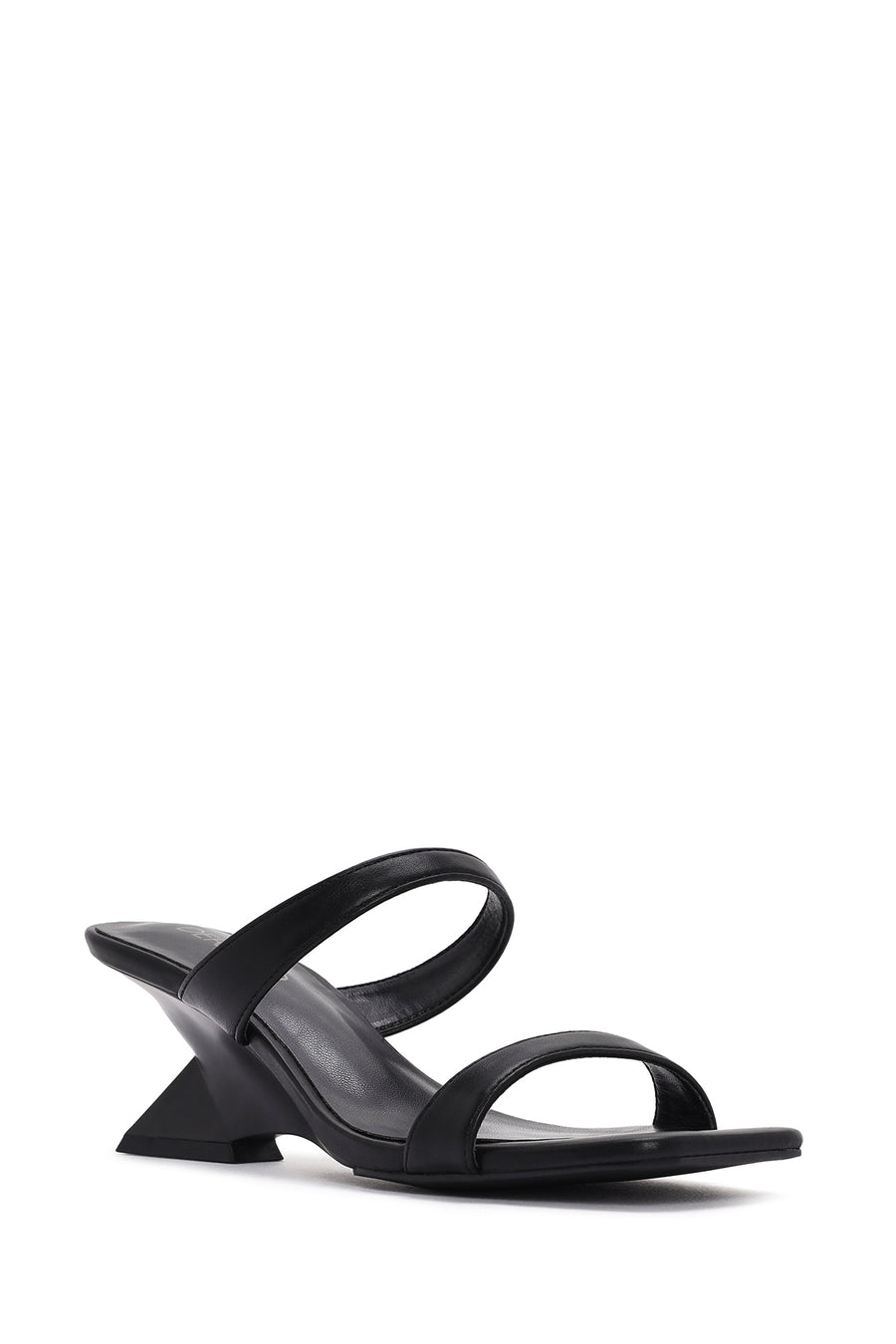 Women's Black Medium Heeled Slippers