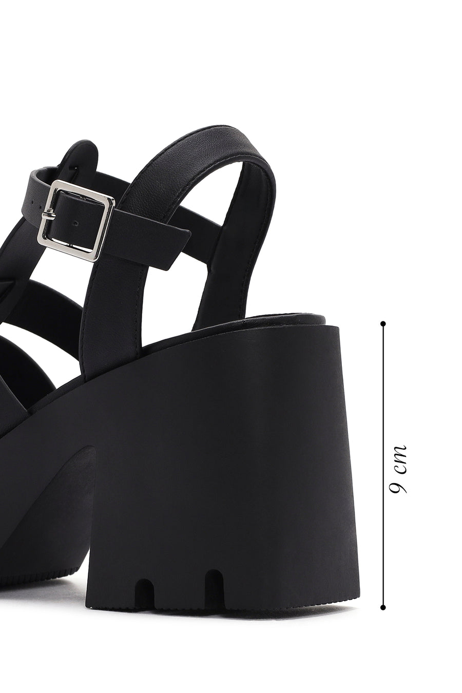 Women's Black Ankle Strap Platform Heeled Sandals