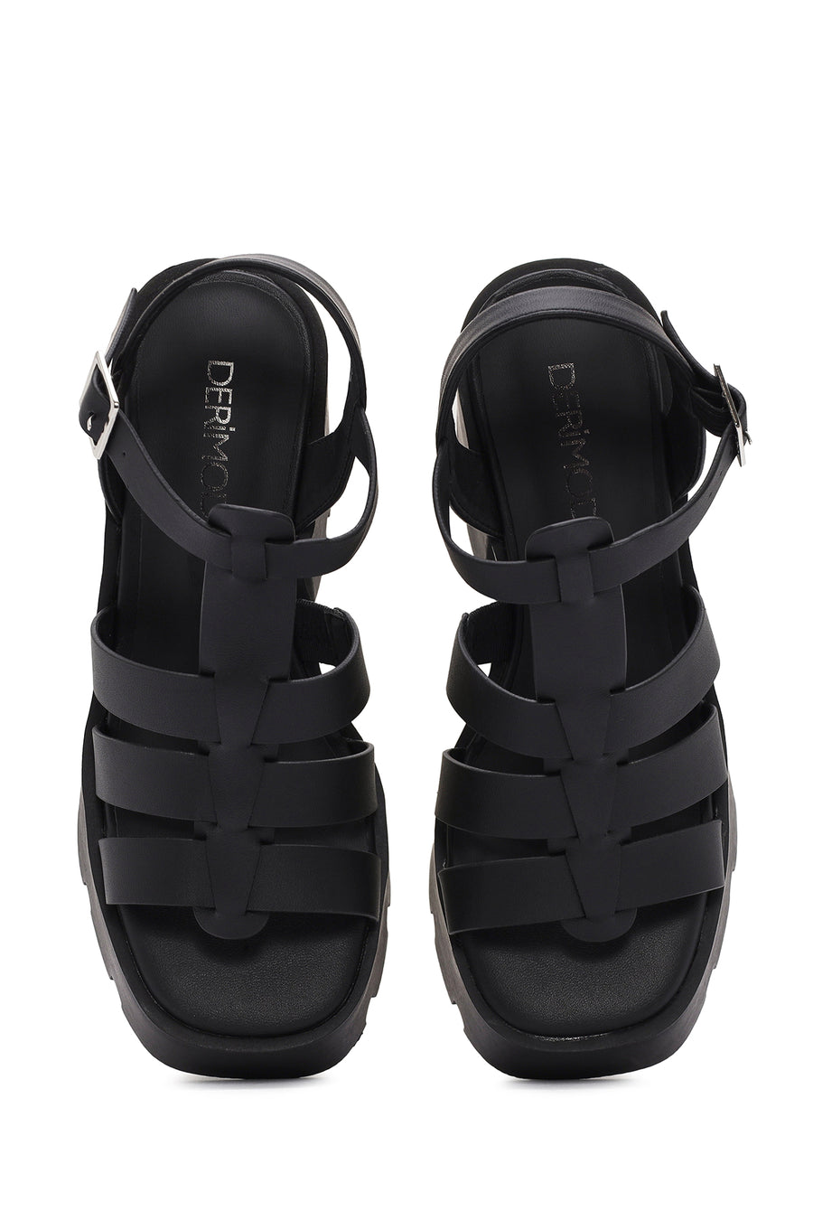 Women's Black Ankle Strap Platform Heeled Sandals