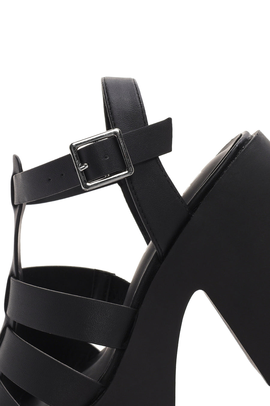 Women's Black Ankle Strap Platform Heeled Sandals