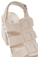 Women's Beige Strappy Platform Heeled Sandals | Derimod