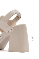 Women's Beige Strappy Platform Heeled Sandals | Derimod