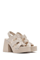 Women's Beige Strappy Platform Heeled Sandals | Derimod