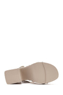 Women's Beige Strappy Platform Heeled Sandals | Derimod