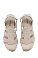 Women's Beige Strappy Platform Heeled Sandals | Derimod