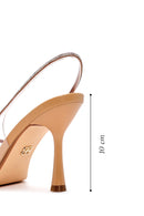 Women's Beige Stone Thin Heeled Sandals | Derimod