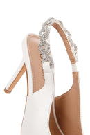 Women's White Stone Open Back Thin Heeled Shoes | Derimod