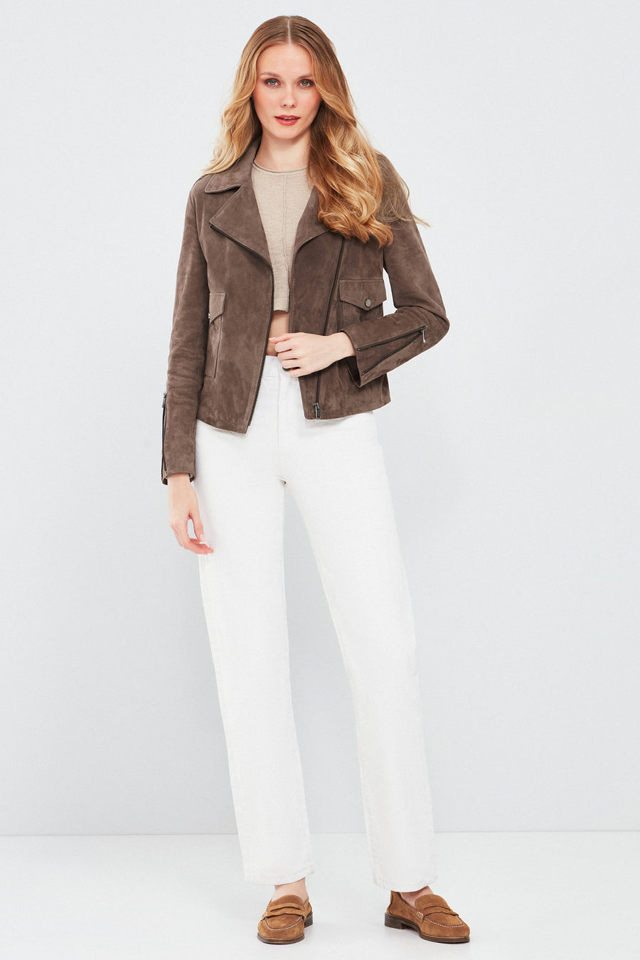 Amor Women's Brown Suede Leather Jacket