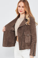 Amor Women's Brown Suede Leather Jacket | Derimod