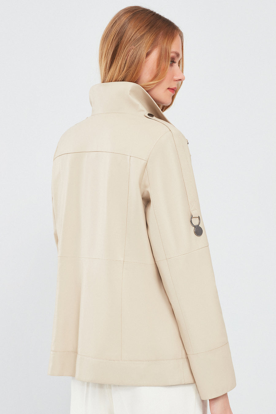 Luisa Women's Beige Oversize Leather Coat