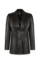 Barbara Woman Black Blazer Leather Jacket | Derimod