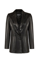 Barbara Woman Black Blazer Leather Jacket | Derimod