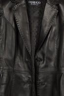 Barbara Woman Black Blazer Leather Jacket | Derimod
