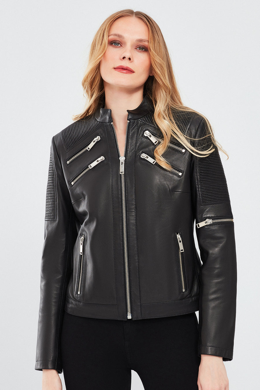 Milano Women's Black Short Leather Jacket