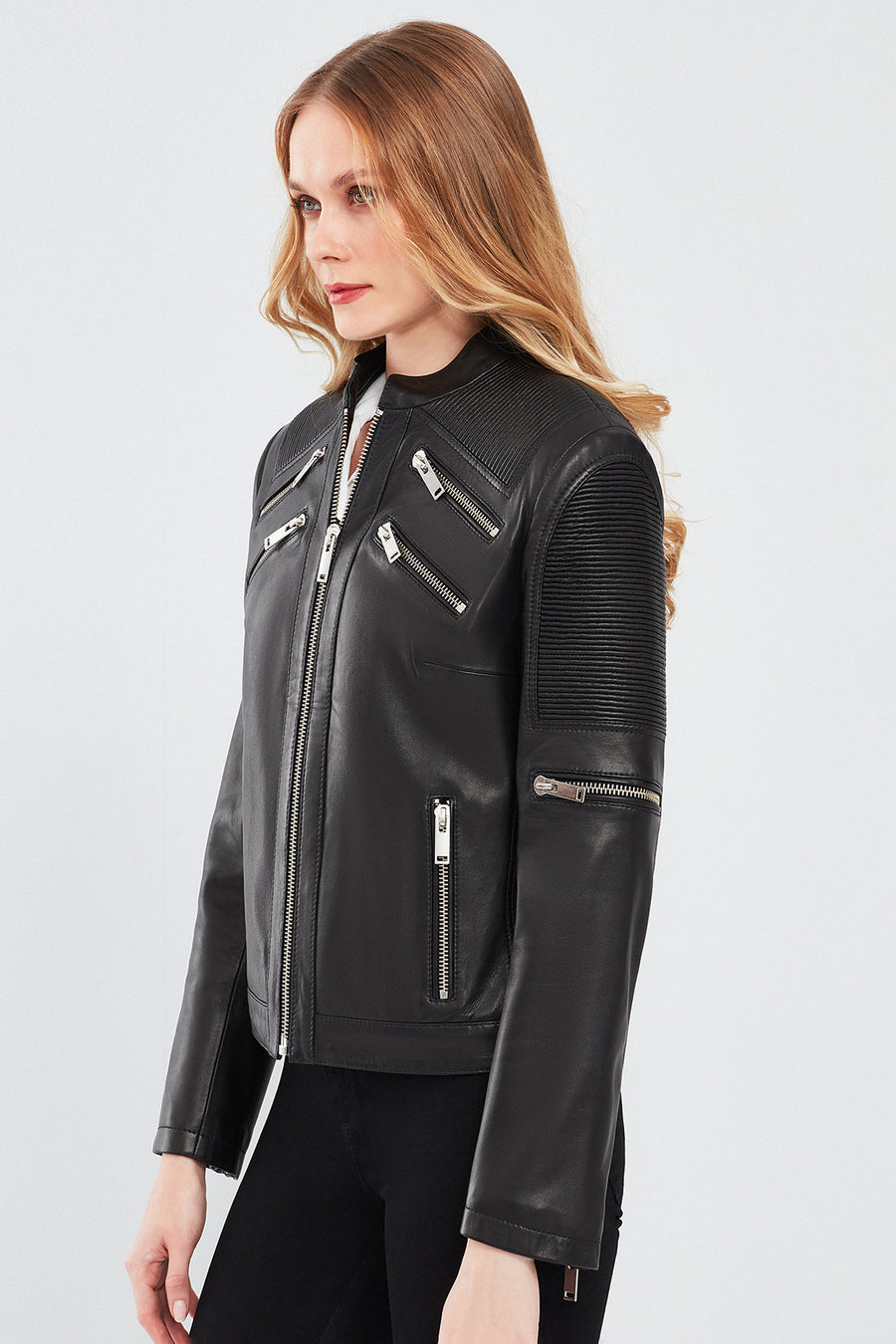 Milano Women's Black Short Leather Jacket