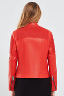 Milano Women's Red Short Leather Jacket | Derimod