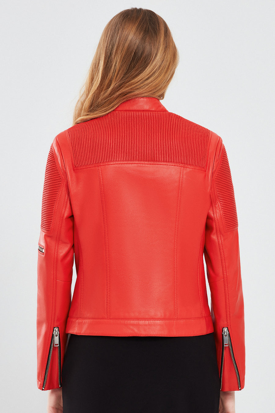 Milano Women's Red Short Leather Jacket