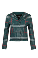 Sanremo Woman Green Patterned Leather Jacket | Derimod