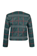 Sanremo Woman Green Patterned Leather Jacket | Derimod